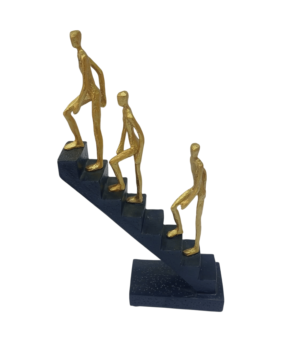 Golden Stairway to Success Figurine - Decorative Sculpture for Home or Office