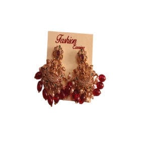 Indian Ethnic Bollywood Style Gold Plated Kundan Pearl Drop Earrings For Women