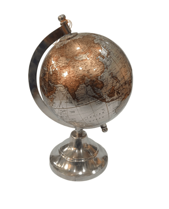 Metal Antique Globe with Silver Stand