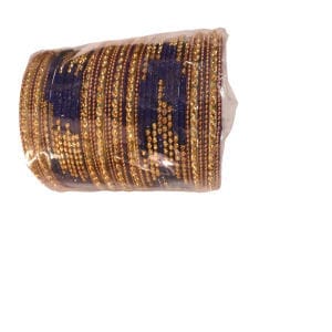 "Stunning Blue Bangle Set with Rhinestone Accents"