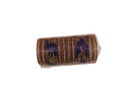 "Stunning Blue Bangle Set with Rhinestone Accents"