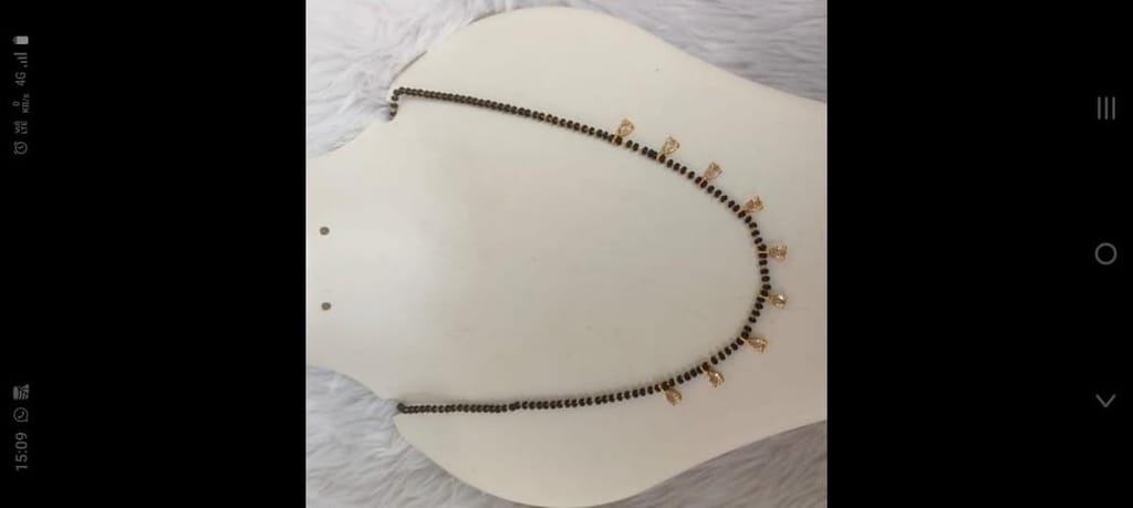 Black Beads Mangalsutra with Gold Plated Tear Drop Pendants