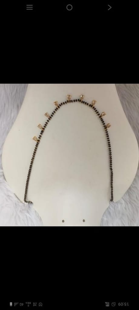 Black Beads Mangalsutra with Gold Plated Tear Drop Pendants