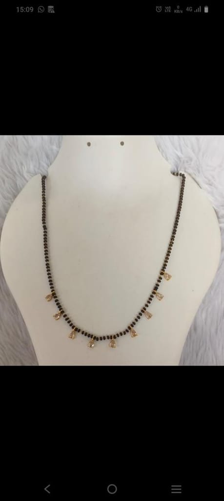 Black Beads Mangalsutra with Gold Plated Tear Drop Pendants