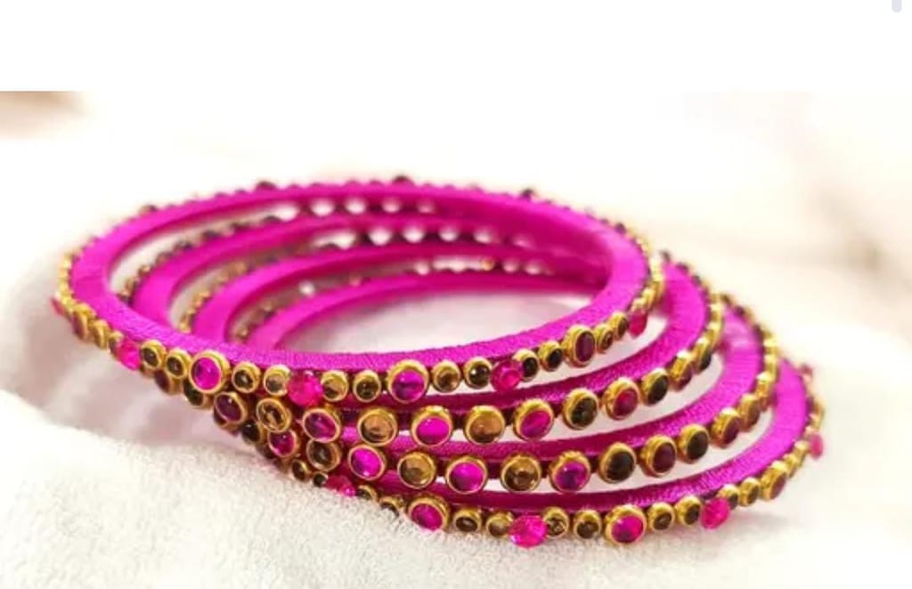 **Indian Traditional Silk Thread Bangles Set for Women | Handmade Bangles | Set of 4 Bangles**