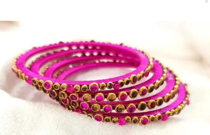 **Indian Traditional Silk Thread Bangles Set for Women | Handmade Bangles | Set of 4 Bangles**