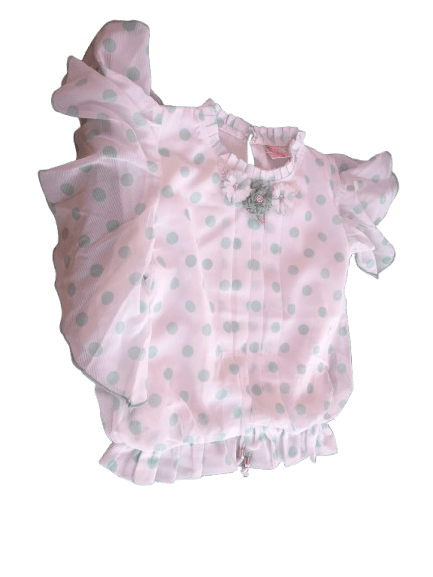 Newborn Baby Girl's White Chiffon Polka Dot Top and Ruffle Skirt Set