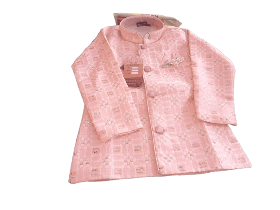 Pink Colour Traditional Indian Clothing for Kids Sherwani Set for Boys