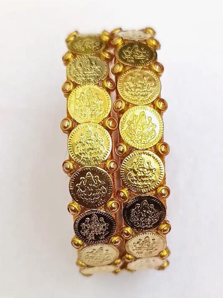 Silk thread bangles with antique gold coin design
