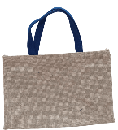 **Jute Tote Bag with Blue Handles** **Jute Tote Bag with Blue Handles**