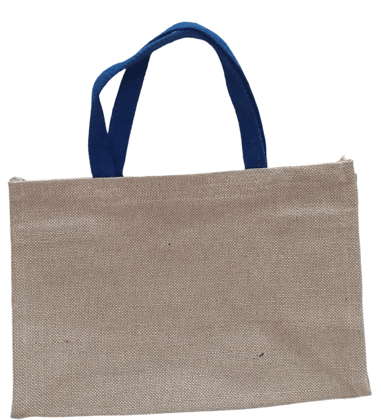 **Jute Tote Bag with Blue Handles**