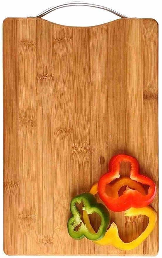 Rectangular Bamboo Cutting Board with Handle for Kitchen, 12" x 18" Size