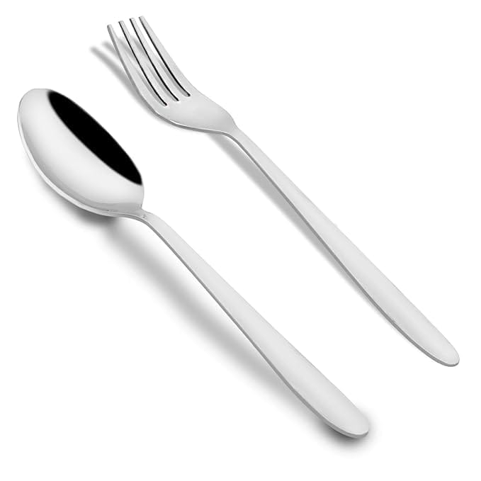 Stainless Steel Spoon and Fork Set - 6 Piece Set - Dishwasher Safe - Silverware Set for Home, Kitchen, and Restaurant Use
