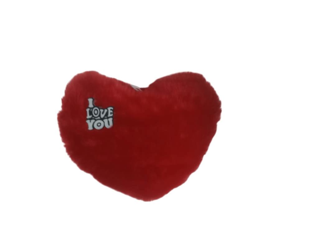 Red heart-shaped plush pillow with "I Love You"embroidered on the front
