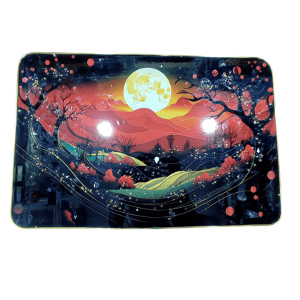 Buy Nature-inspired Glass Painting with Golden Frame for Home Decor Online at Best Price in India