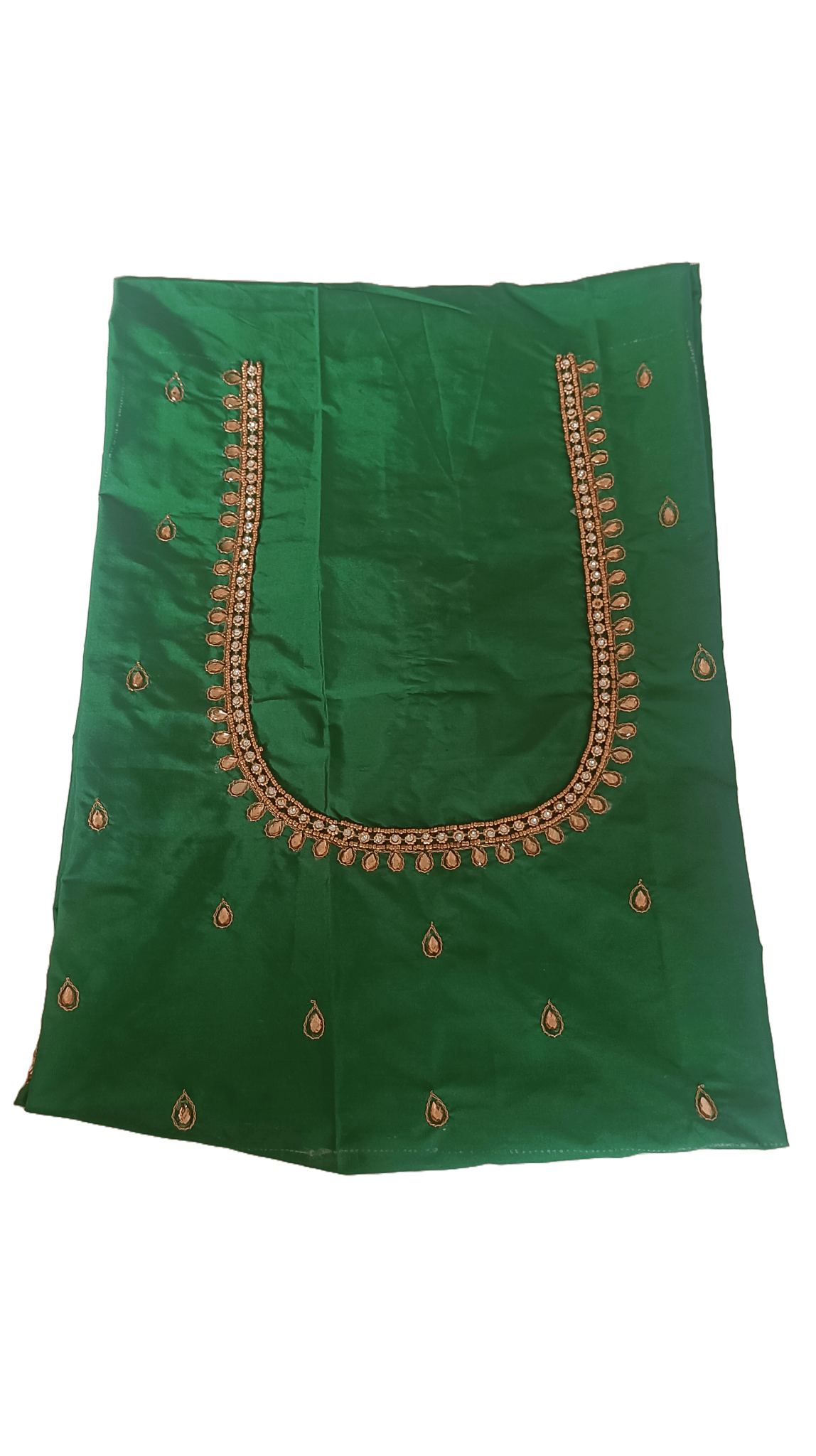 Green blouse with intricate zari and stone embroidery work