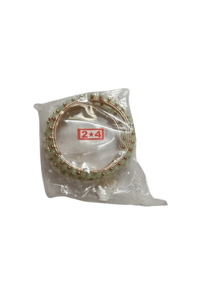 Gold Plated Mint Green Beaded Bangle Set of 2