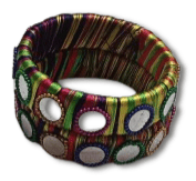 oxidized metal bangles with mirror work in multi-color
