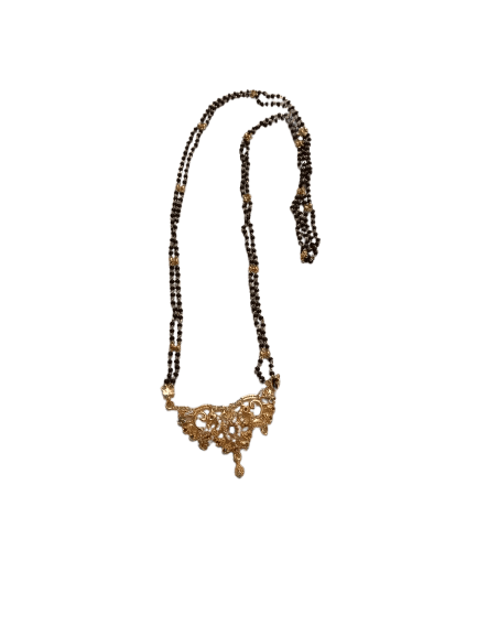 Black Beads Mangalsutra with Gold Pendant for Women