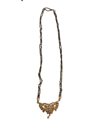Black Beads Mangalsutra with Gold Pendant for Women