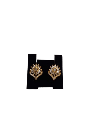 One Gram Gold Cubic Zirconia Flower Stud Earrings