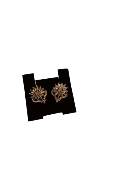 One Gram Gold Cubic Zirconia Flower Stud Earrings