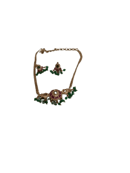Kundan Meenakari Gold Plated Choker Necklace Set With Earrings - Jewellery Sets | Buy online on ZillyBuy