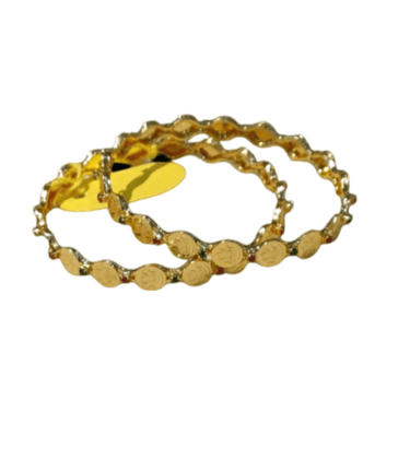 Gold Plated Bangle Set with Red and Green Stones