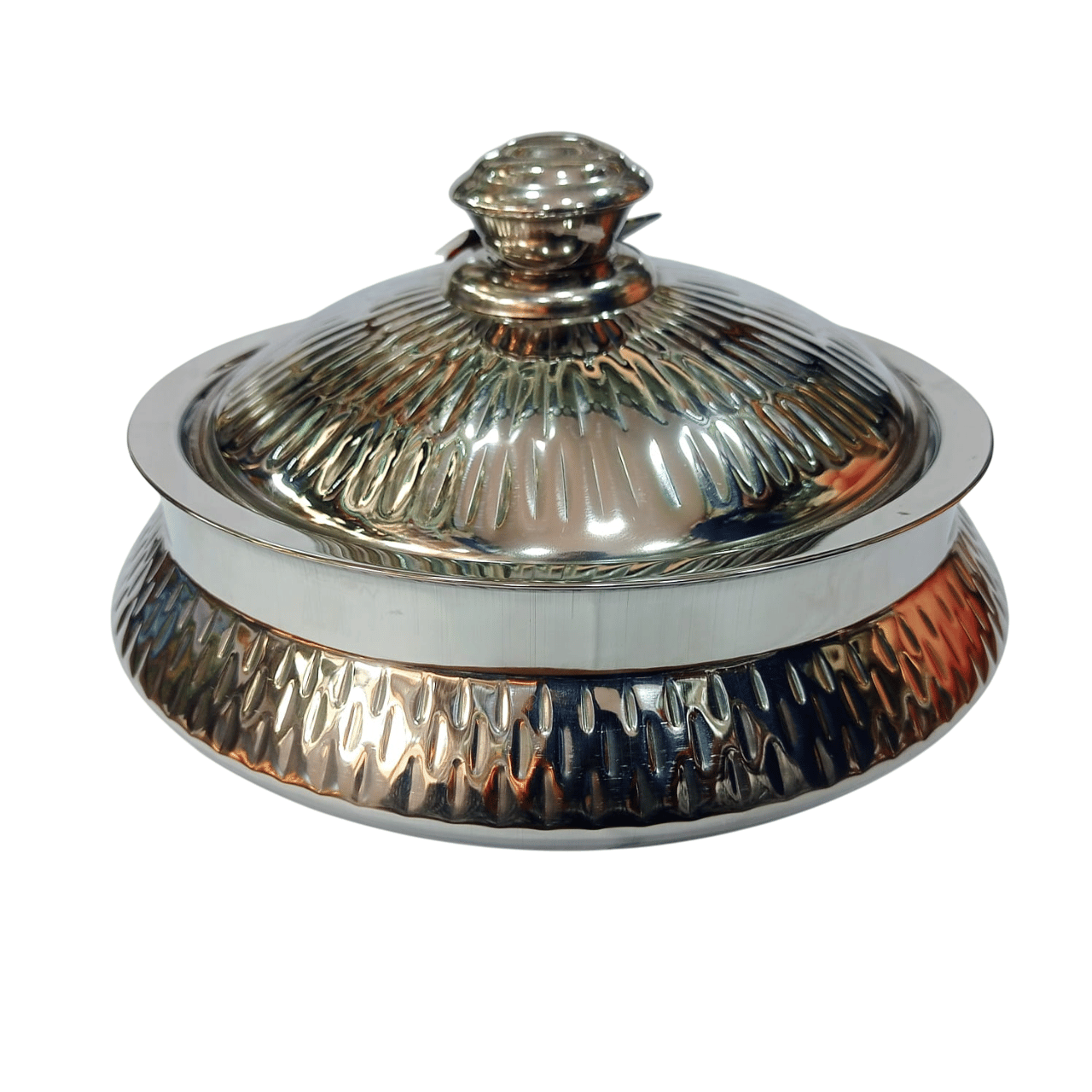 Stainless Steel Round Serving Bowl with Lid - 12 Inches