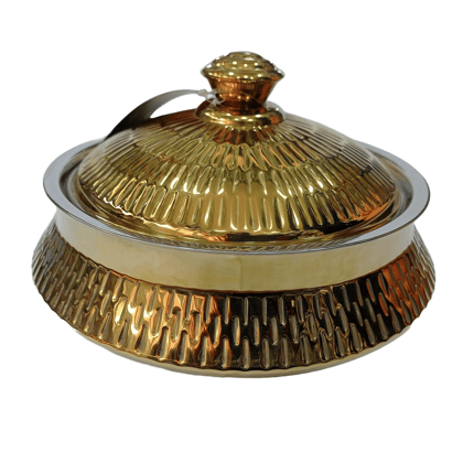 Gold-Plated Stainless Steel Serving Bowl with Lid