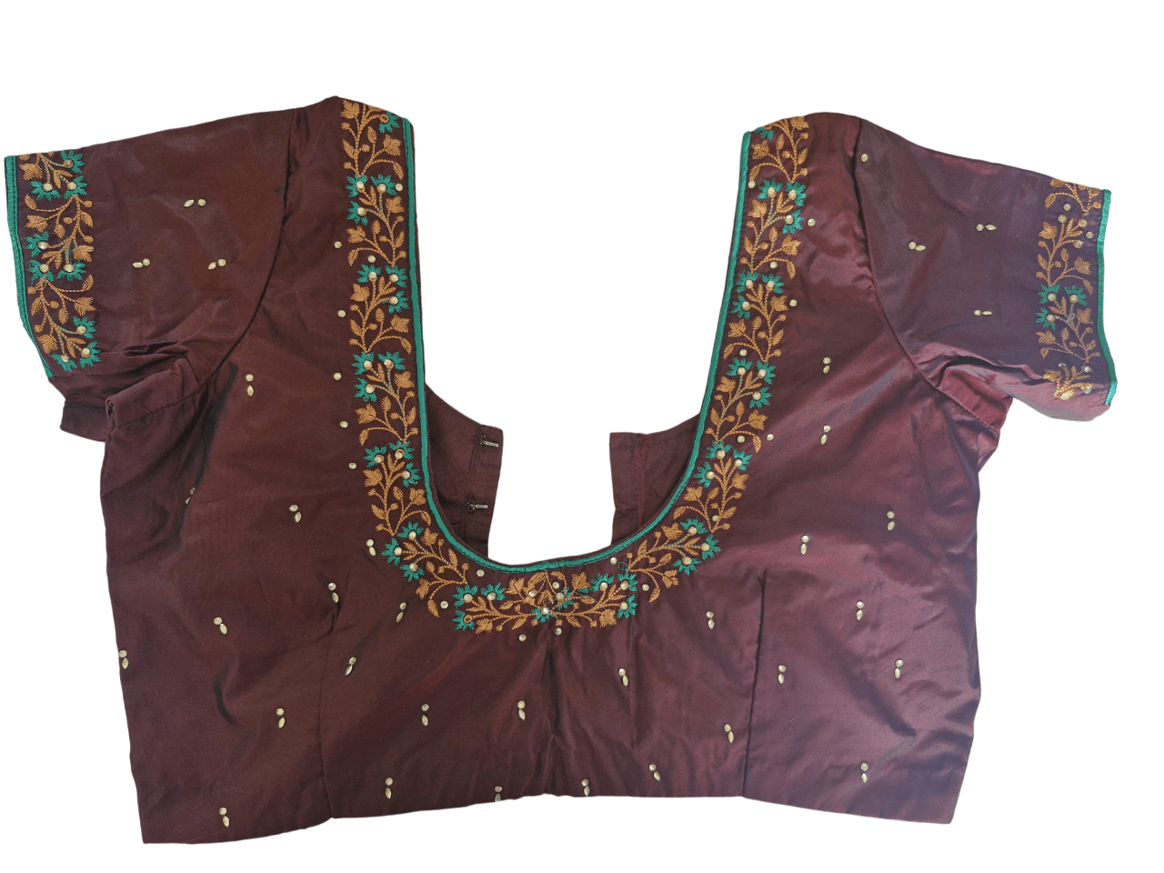 Buy Online Maroon Color Embroidery Work Readymade Saree Blouse For Women