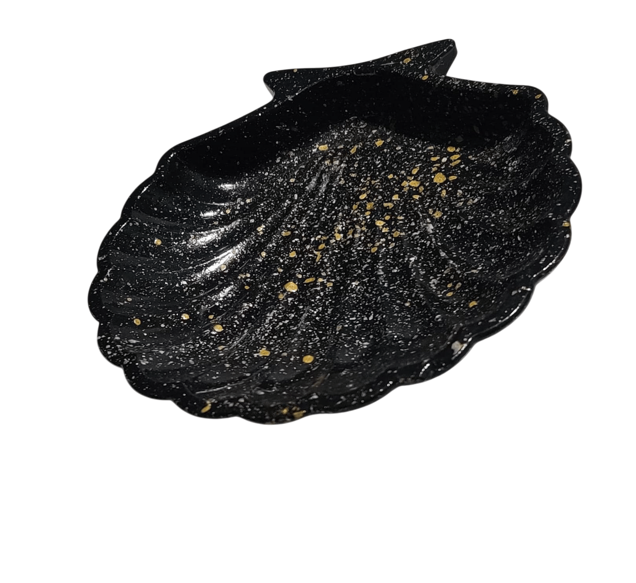 Black and Gold Speckled Seashell Trinket Dish