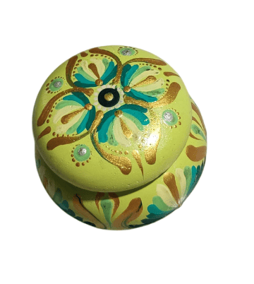 Small Hand-Painted Decorative Wooden Trinket Box with Floral Design - Pooja Needs | Buy online on ZillyBuy