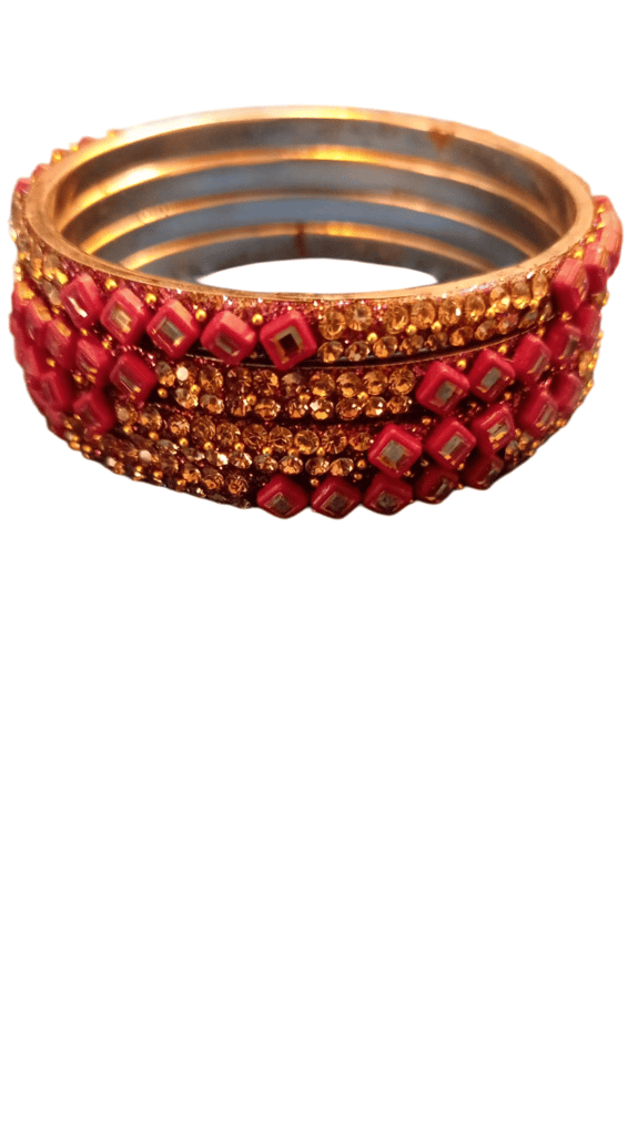 Indian Traditional Bangle Set for Women - Set of 4 - Pink - Bangles & Bracelets | Buy online on ZillyBuy