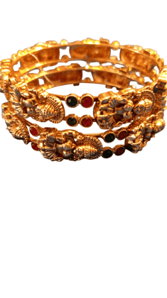 Gold Plated Traditional Indian Bangle Set for Women and Girls