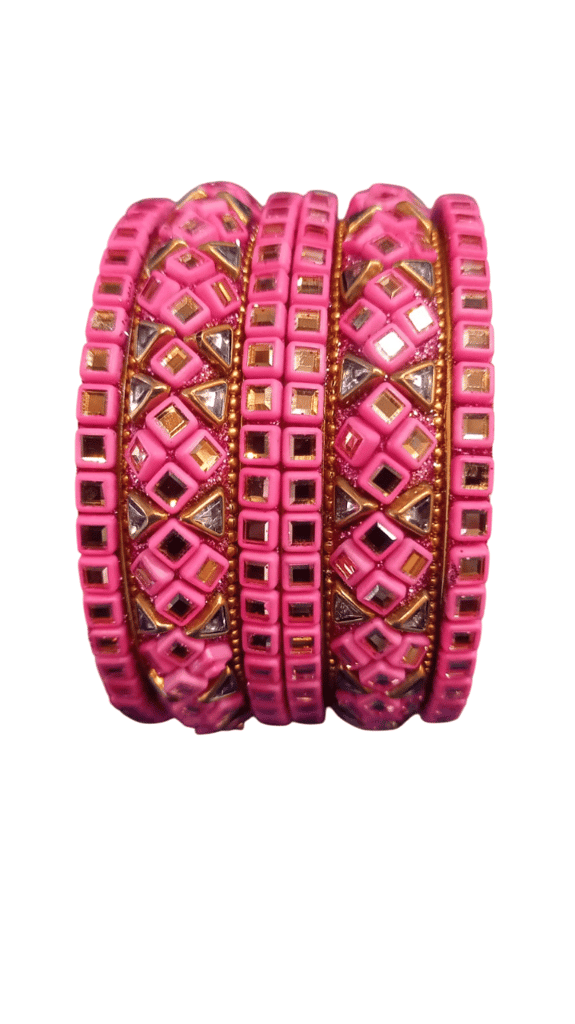 Pink and Gold Bangle Set with Rhinestones - Bangles & Bracelets | Buy online on ZillyBuy