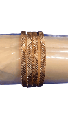 Gold Plated Textured Bangle Set of 4