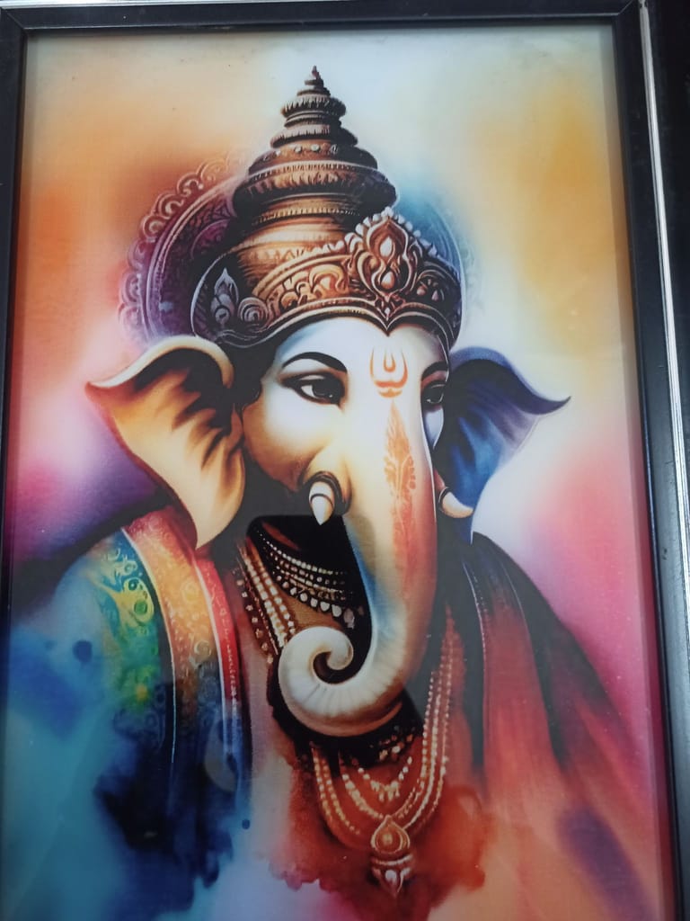 Framed Wall Art of Hindu God Ganesha, the Remover of Obstacles, for Home and Office Decor (12" x 16") - Pooja Needs | Buy online on ZillyBuy