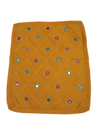 Yellow Embroidered Hand Purse Big with Mirror Work Yellow Embroidered Hand Purse Big with Mirror Work
