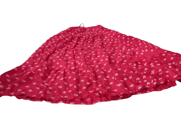 Red and White Floral A-Line Maxi Skirt