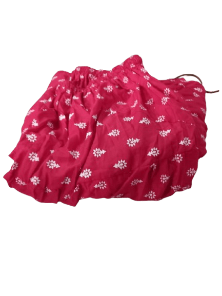 Red and White Floral A-Line Maxi Skirt