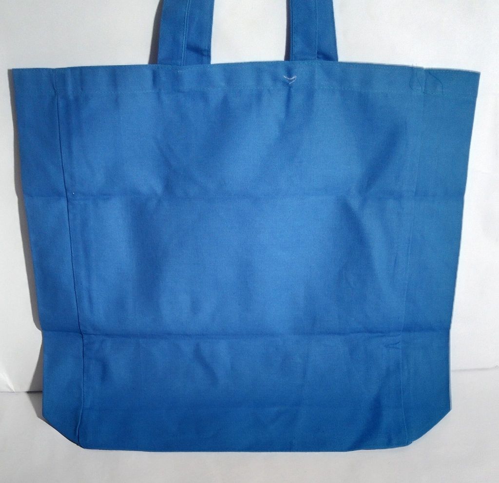 Blue Canvas Tote Bag - 100% Cotton, Reusable Grocery Bag, Eco-Friendly Shopping Bag