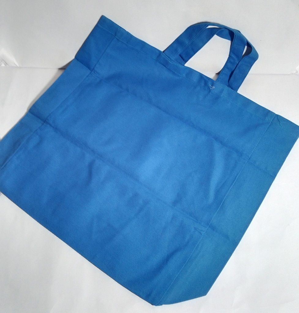 Blue Canvas Tote Bag - 100% Cotton, Reusable Grocery Bag, Eco-Friendly Shopping Bag