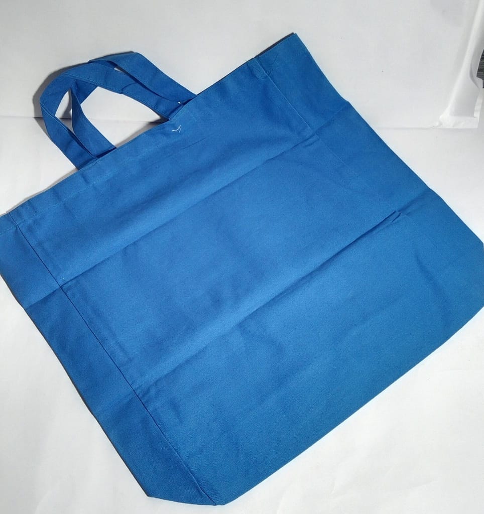 Blue Canvas Tote Bag - 100% Cotton, Reusable Grocery Bag, Eco-Friendly Shopping Bag