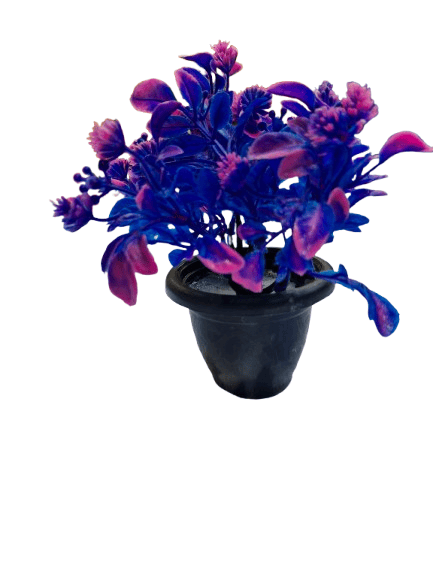 Small Artificial Potted Plant with Blue Flowers for Home Decor Pack of -2 - Flowers | Buy online on ZillyBuy