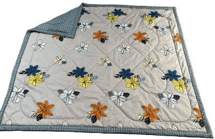 Quilted Cotton Blanket - Soft and Warm Floral Blanket for All Seasons