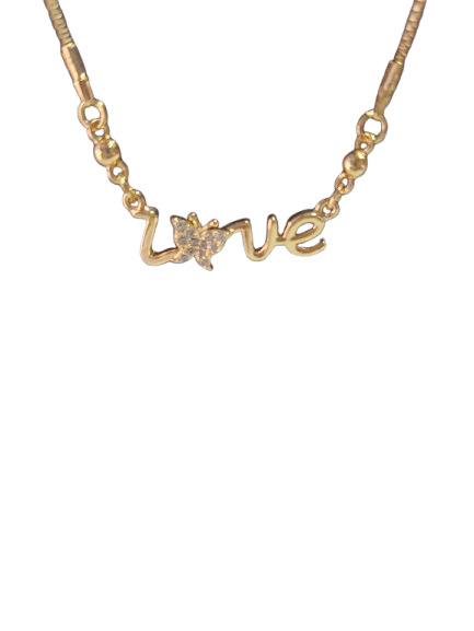 Gold Plated Cubic Zirconia "Love" Pendant Necklace