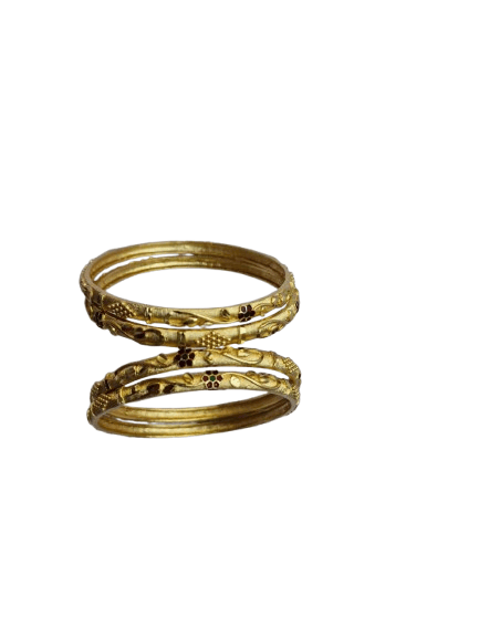 Yellow Gold Plated Designer Bangle Set for Women (Pack of 4) - Bangles & Bracelets | Buy online on ZillyBuy