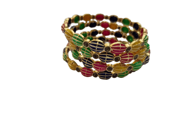 Gold Plated Multicolor Bangle Set for Women - Set of 4 - Bangles & Bracelets | Buy online on ZillyBuy