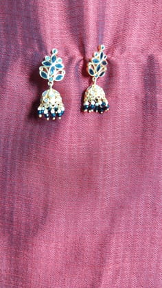 "Stunning Black and Gold Jhumka Earrings with Intricate Meenakari Work"